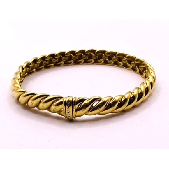 David Yurman Sculpted 18K Yellow Gold  Bracelet 8mm Wide - Picture 2 of 13